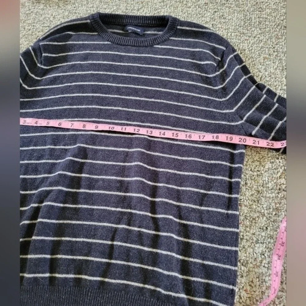 J. Crew Men's Blue & Gray Stripe Wool Blend Sweater Size Medium